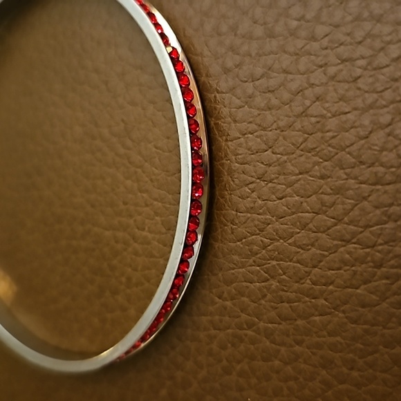 Dainty Thin Red Paved Crystal Holiday Bangle Bracelet - Picture 3 of 5